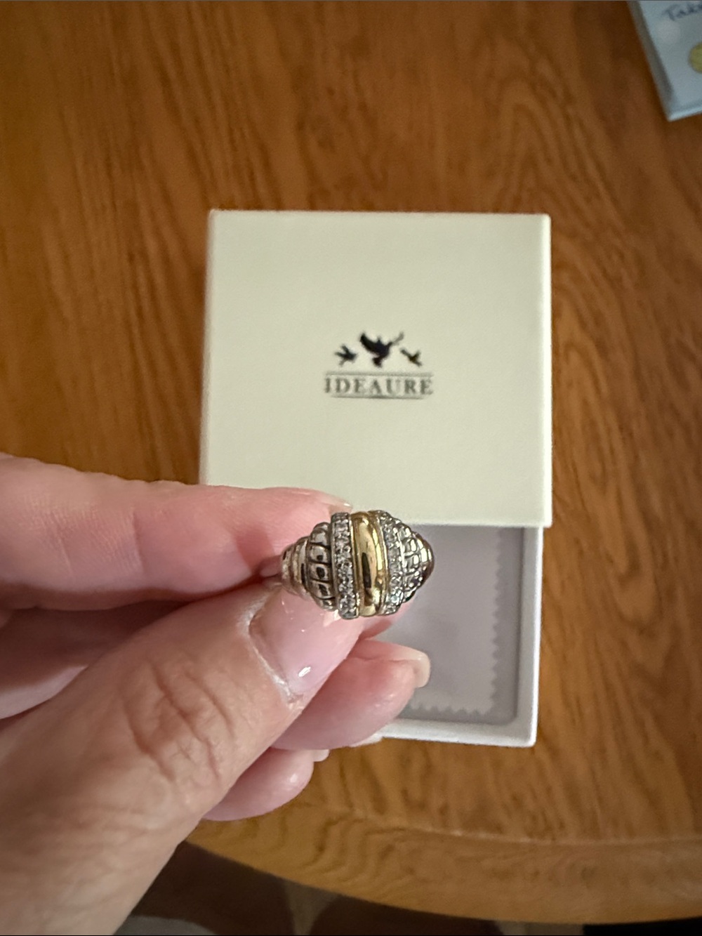 Two-Tone Gold and Silver Dome Ring